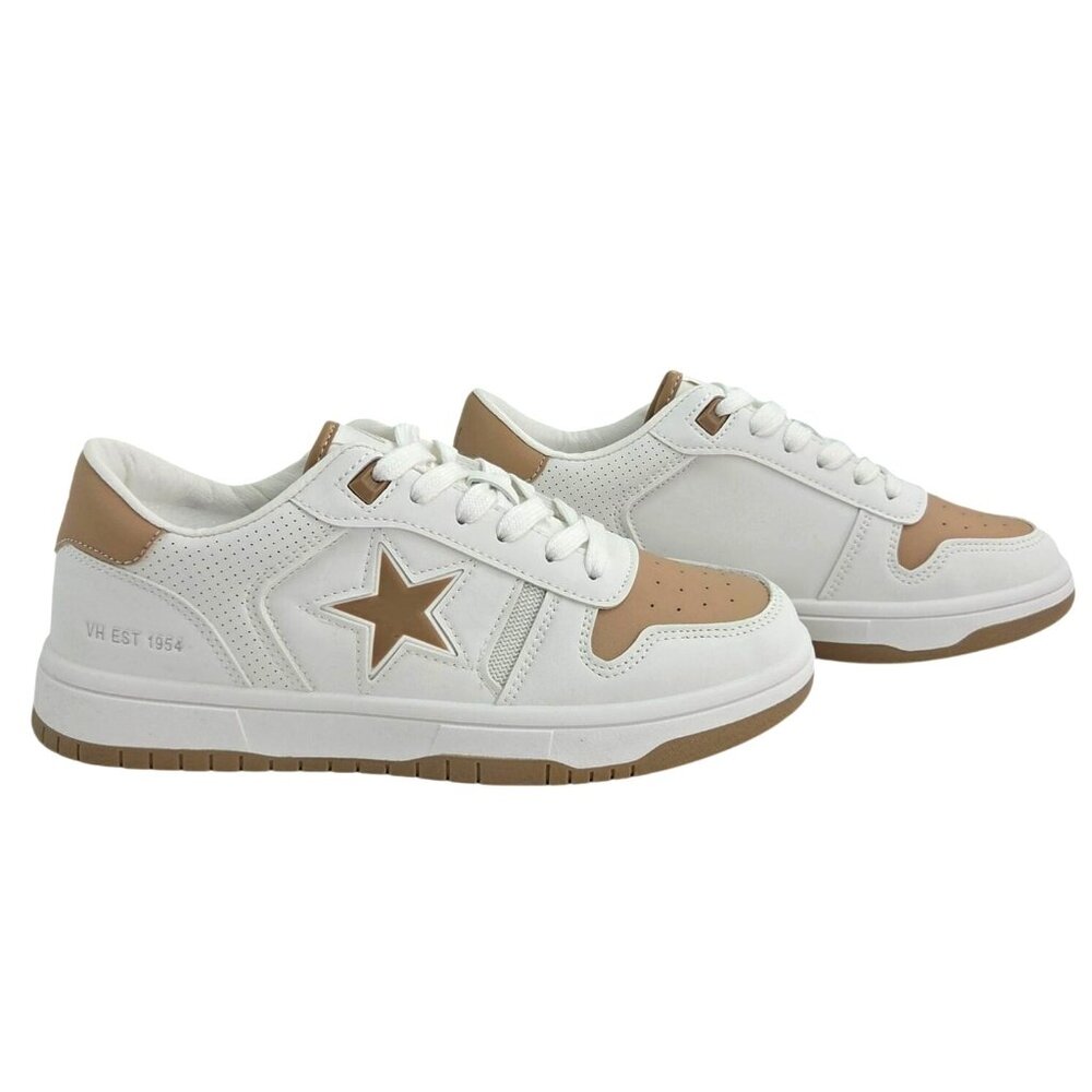 Vintage Havana Womens Star Fresh Sneakers White/Nude Size 8 With 2 Keychains
